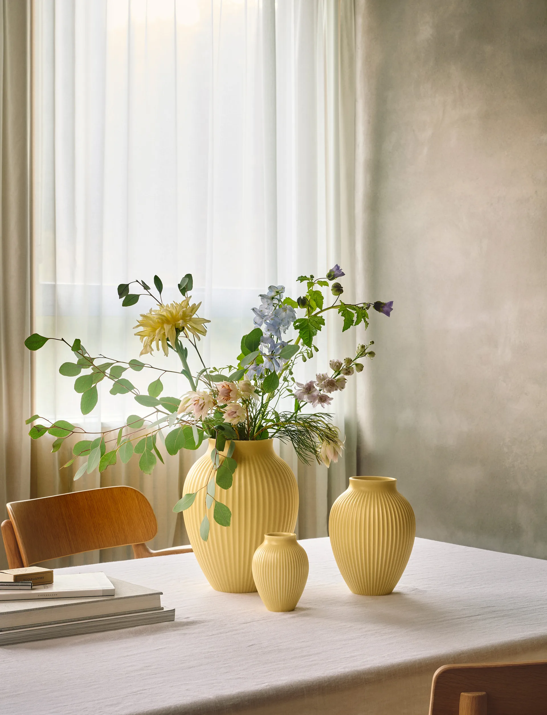 Vaso rigato Knabstrup 27 cm, Giallo Knabstrup Keramik