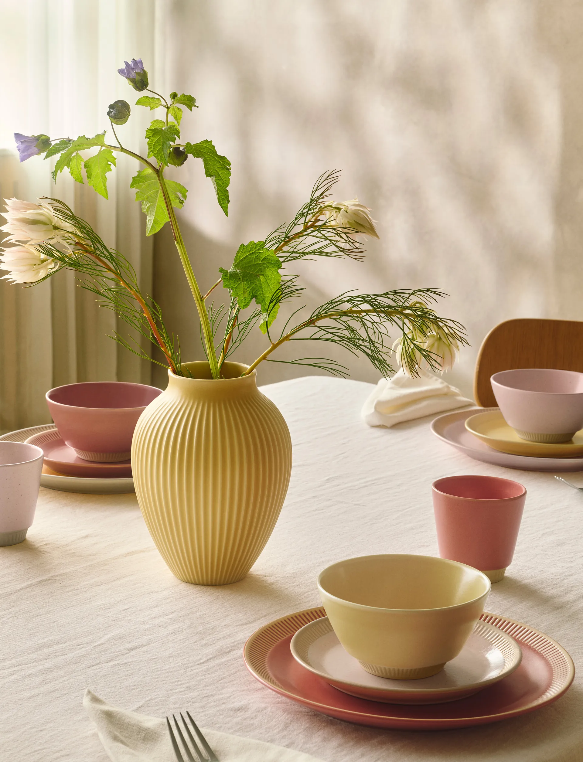 Vaso rigato Knabstrup 27 cm, Giallo Knabstrup Keramik