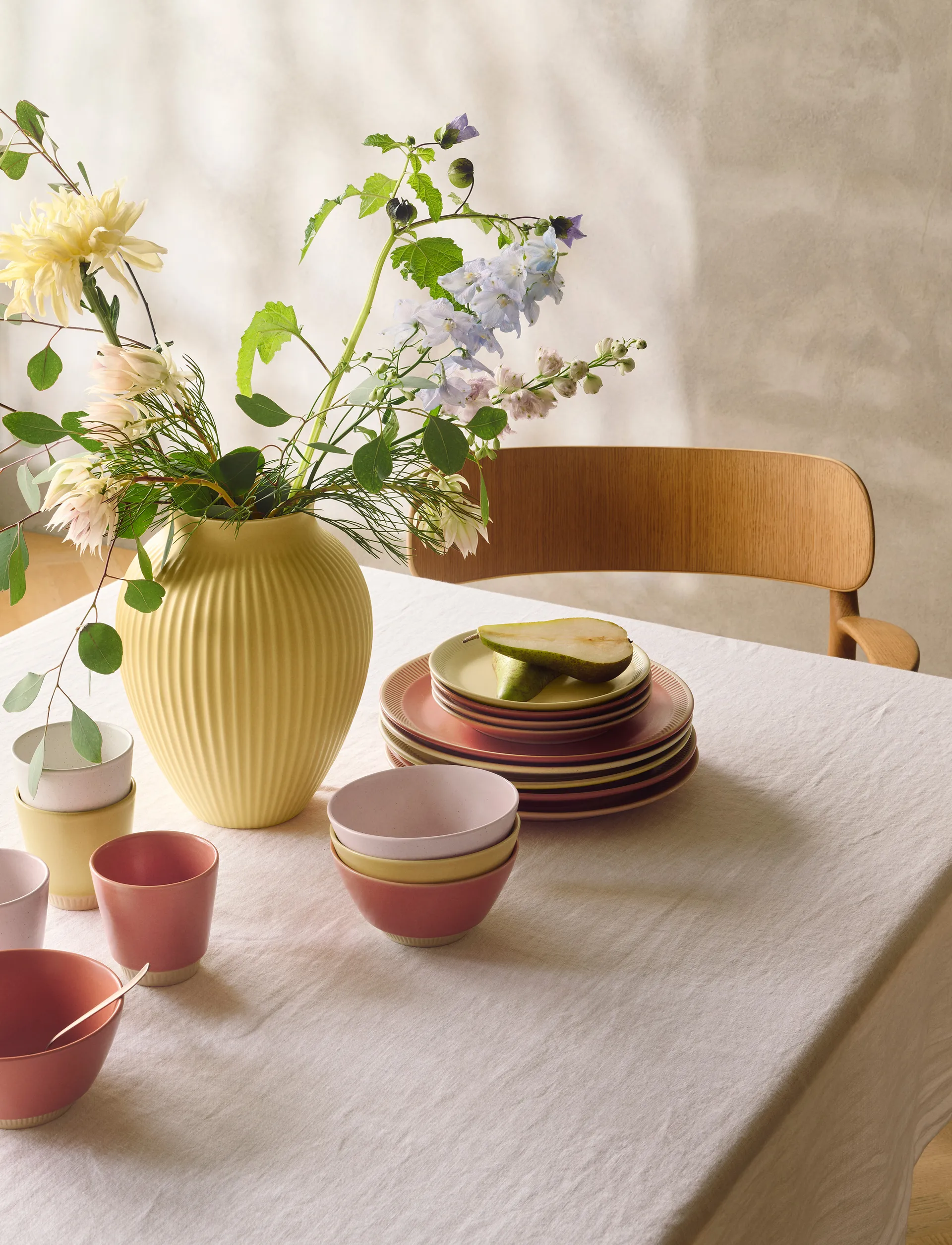 Vaso rigato Knabstrup 27 cm, Giallo Knabstrup Keramik