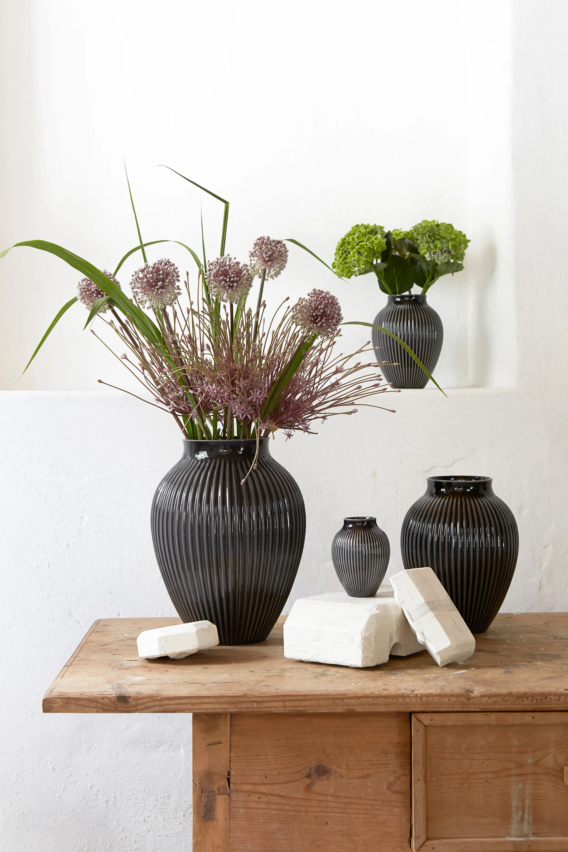 Vaso rigato Knabstrup 27 cm, Nero Knabstrup Keramik