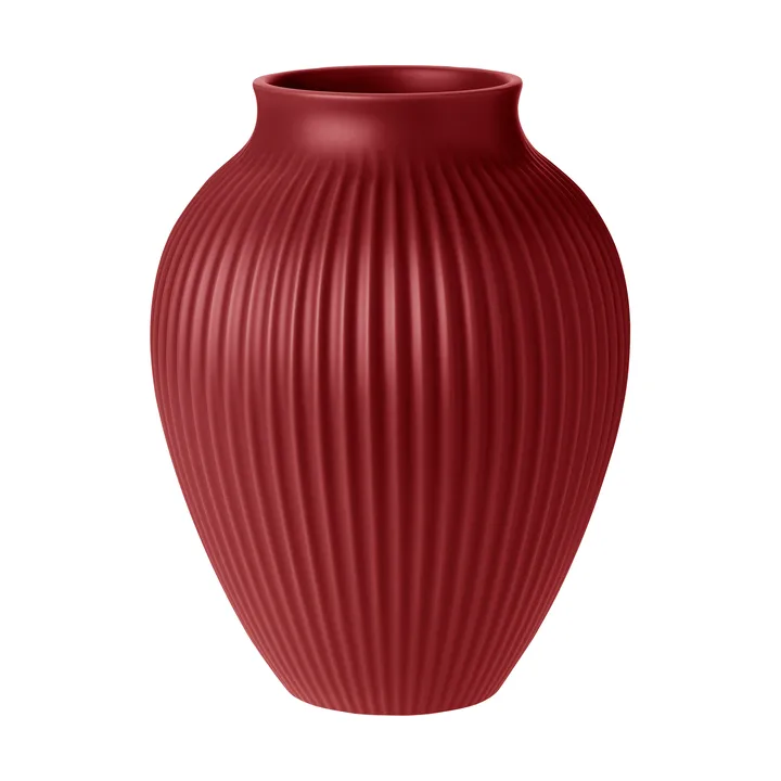 Vaso rigato Knabstrup 27 cm - Rosso ciliegia soft - Knabstrup Keramik