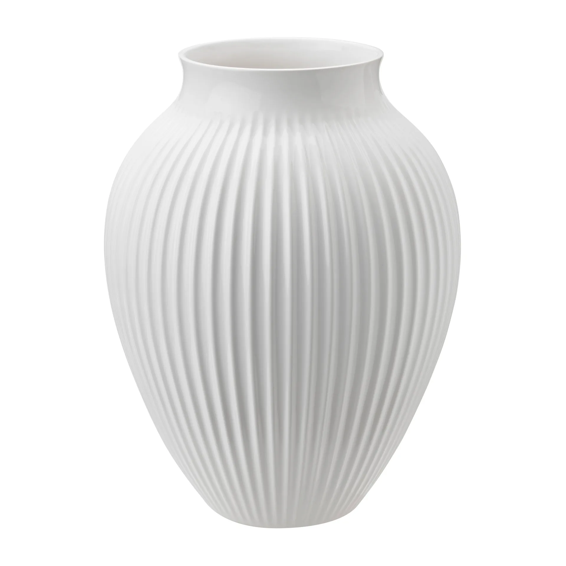 Vaso scanalato Knabstrup 35 cm, Bianco Knabstrup Keramik