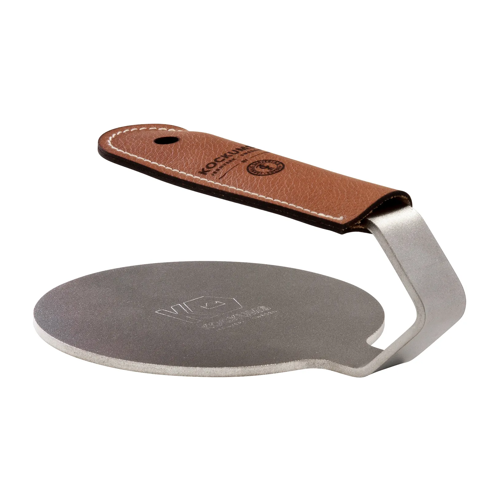 Pressa per hamburger Kockums con protezione manico, Acciaio inossidabile-pelle Kockums Jernverk