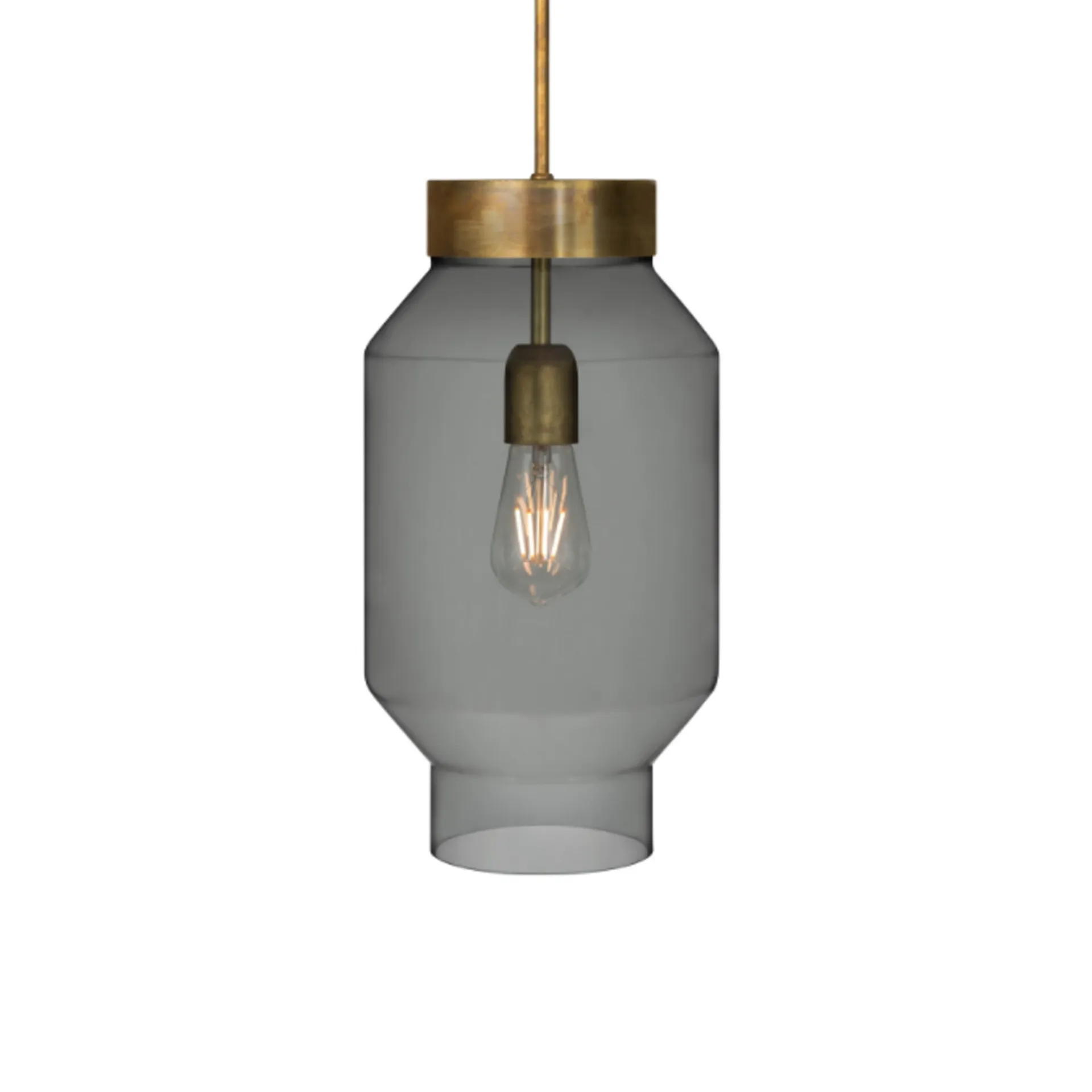 Lampada a sospensione Fenomen, Vetro fumé-ottone grezzo-grande Konsthantverk