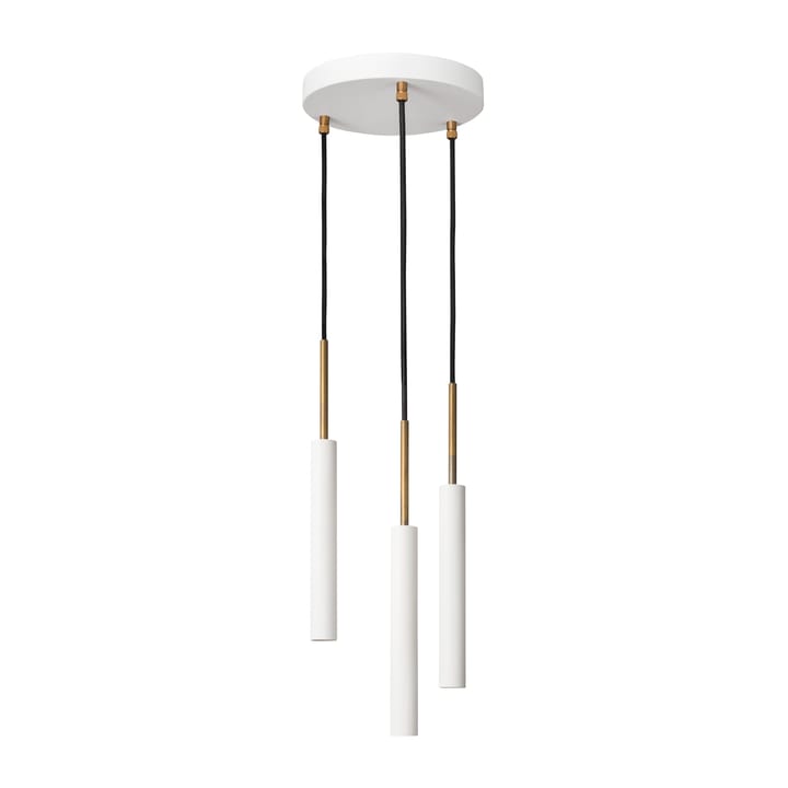 Lampada a sospensione Stav con 3 tubi arrotondati - Ottone grezzo/bianco - Konsthantverk