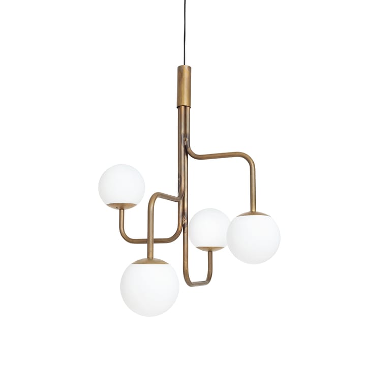 Lampada a sospensione Strapatz glob Ø78 cm - Ottone grezzo-opale - Konsthantverk