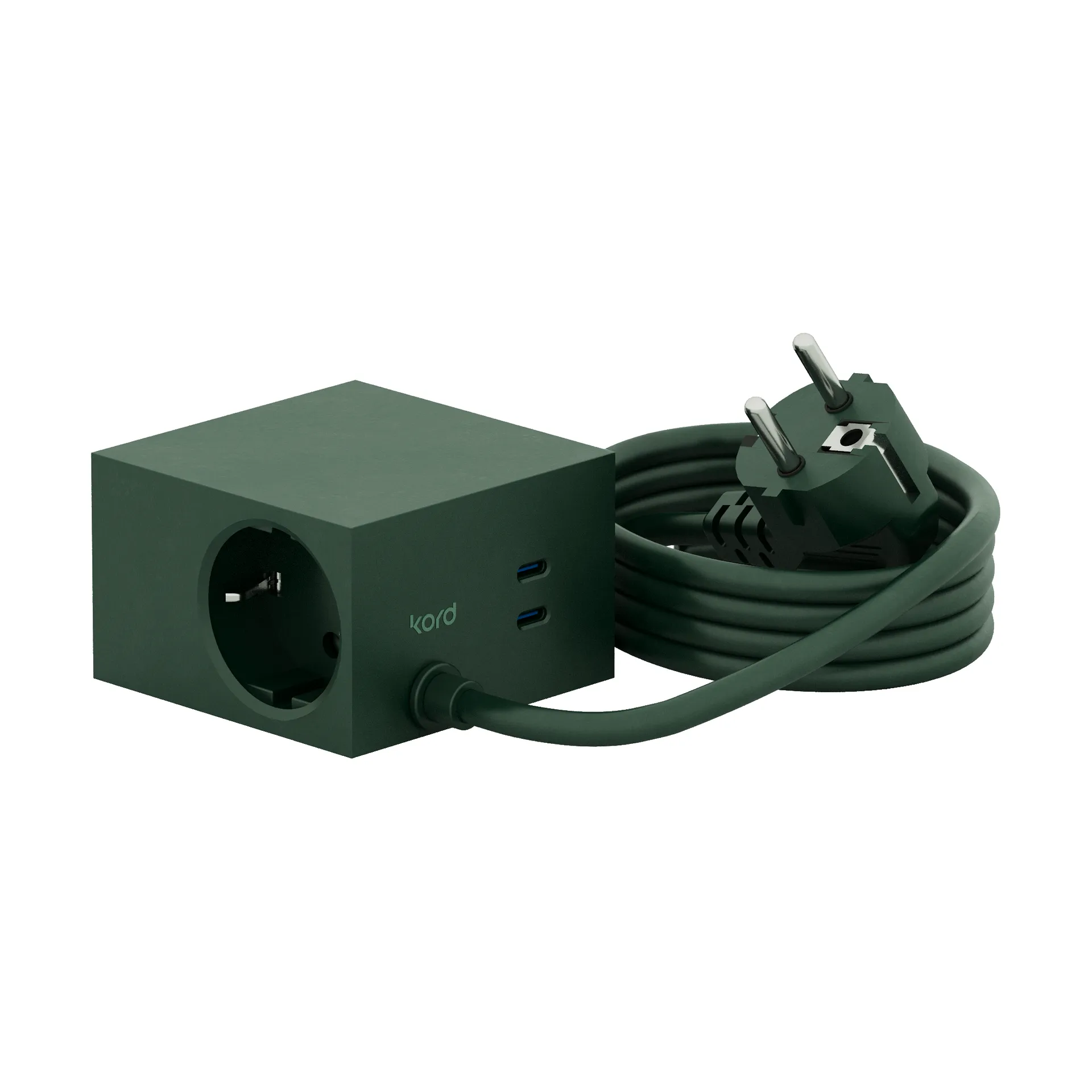 Presa multipla Cuboid+ USB-C 30W 2 m, Dark Green Kord