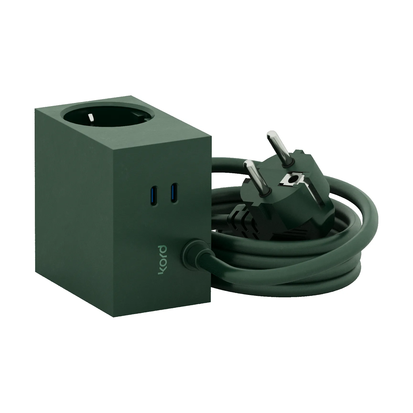 Presa multipla Cuboid+ USB-C 30W 2 m, Dark Green Kord