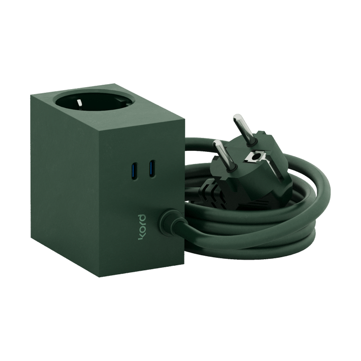 Presa multipla Cuboid+ USB-C 30W 2 m, Dark Green Kord