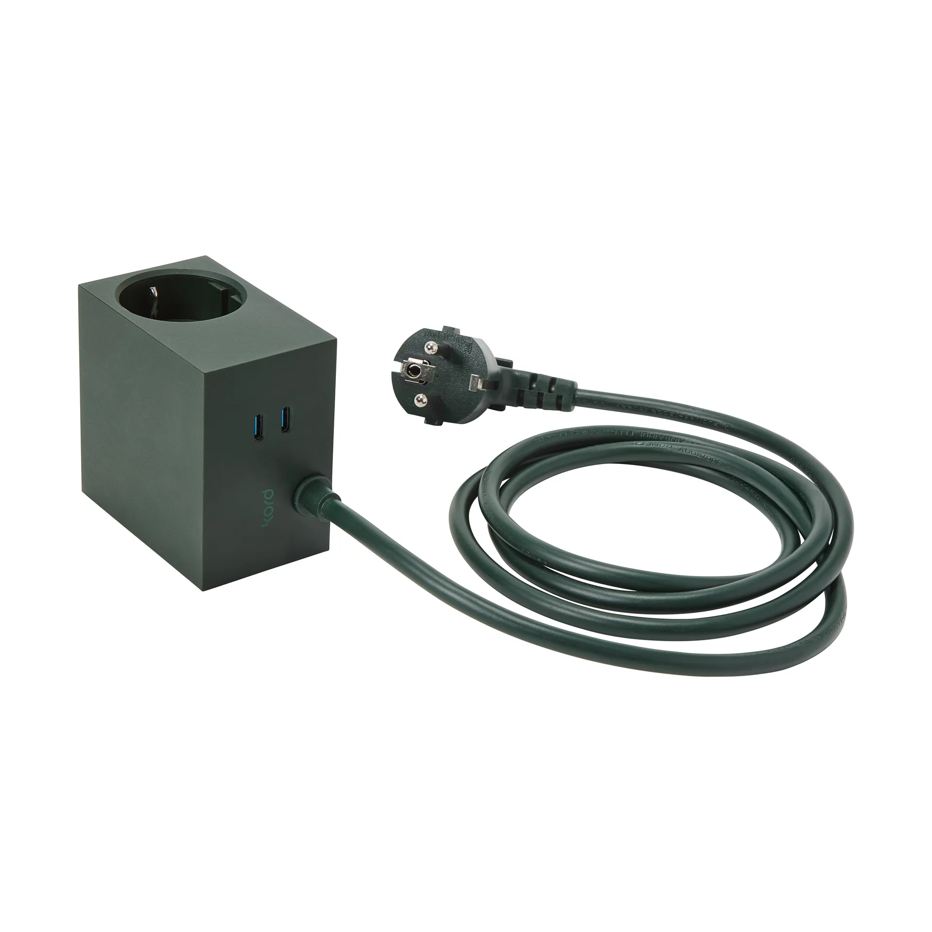Presa multipla Cuboid+ USB-C 30W 2 m, Dark Green Kord