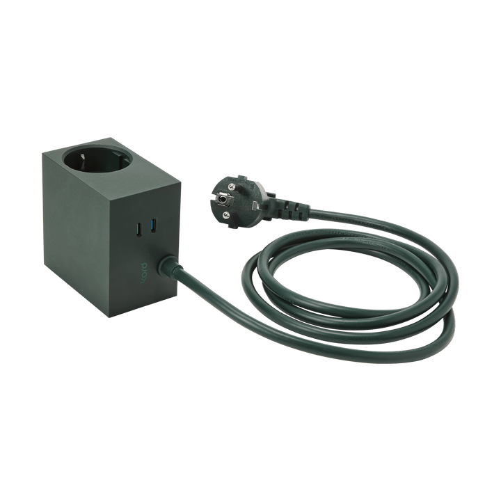 Presa multipla Cuboid+ USB-C 30W 2 m, Dark Green Kord