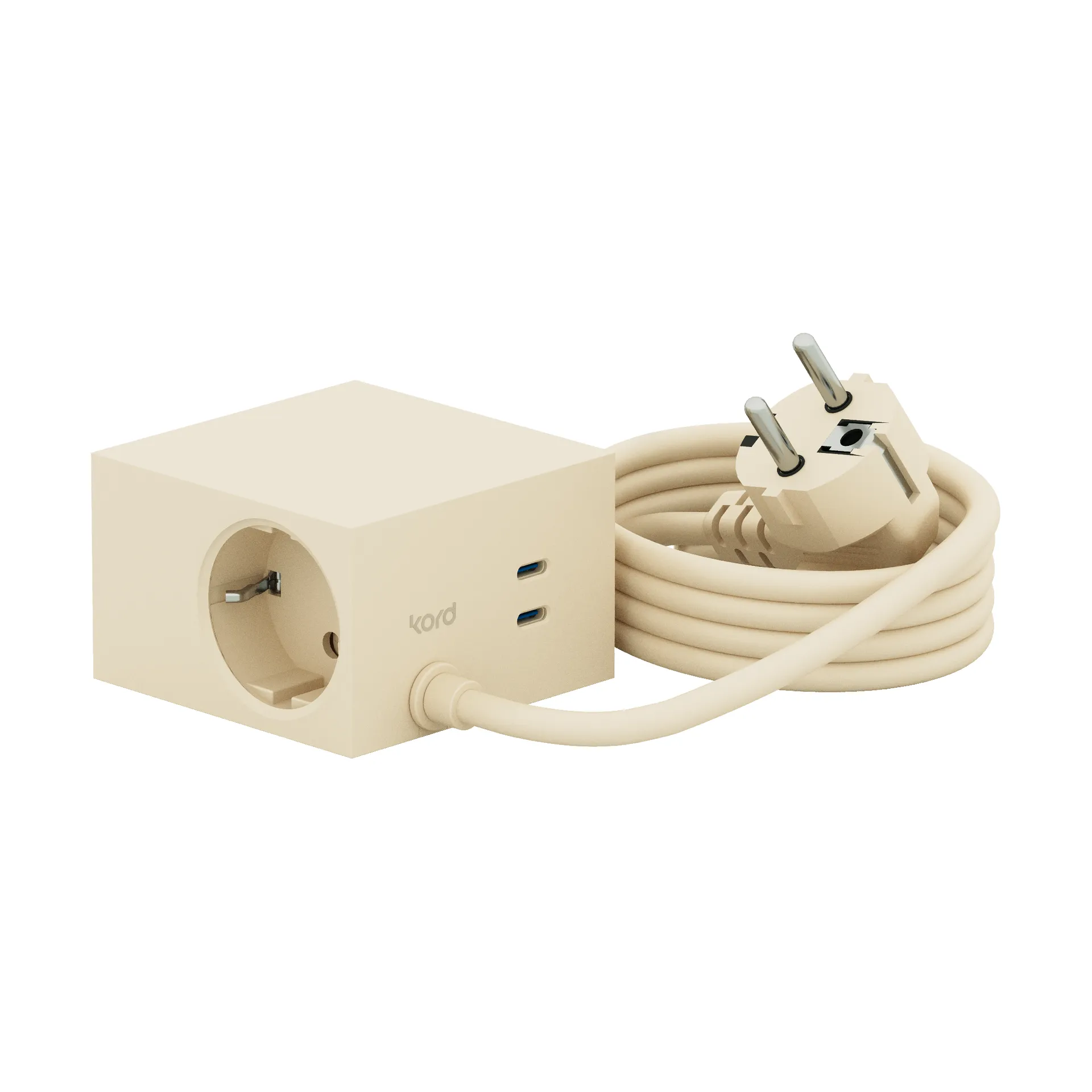Presa multipla Cuboid+ USB-C 30W 2 m, Pearled Ivory Kord