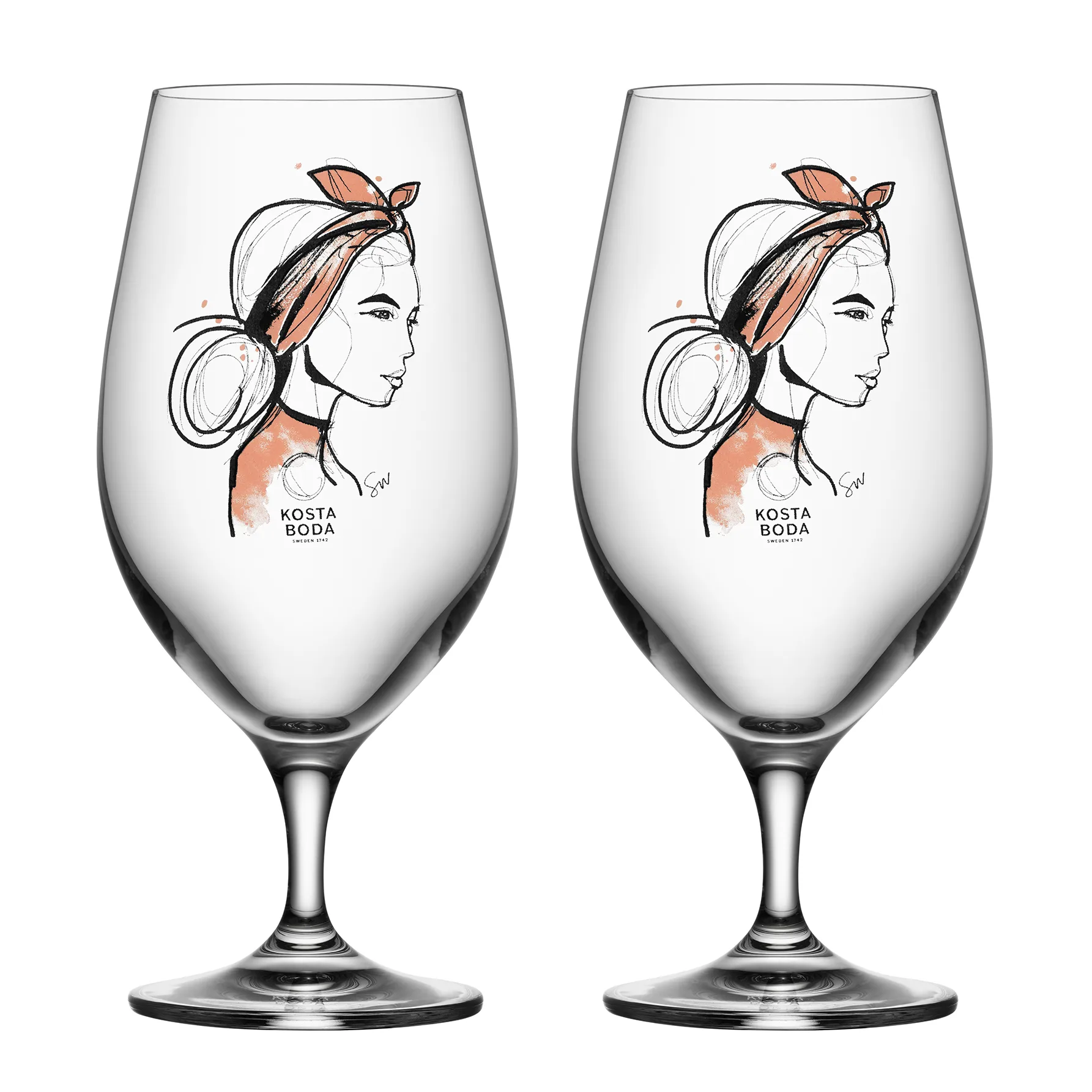 Confezione da 2 bicchieri da birra All about you, Near you beer (rusty orange) Kosta Boda