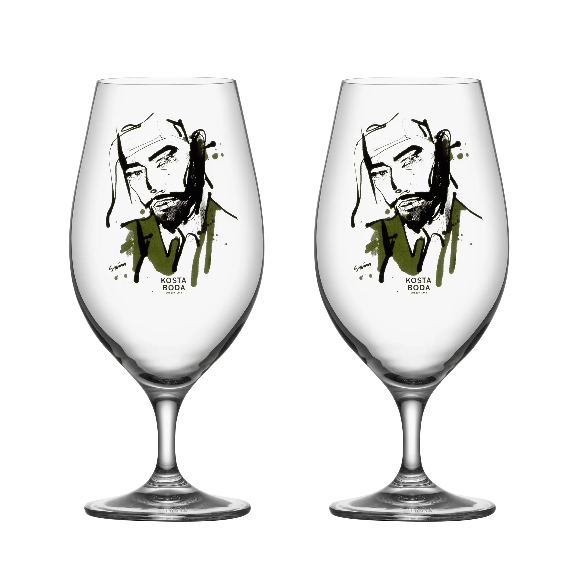 Confezione da 2 bicchieri da birra All about you, Want him (verde) Kosta Boda