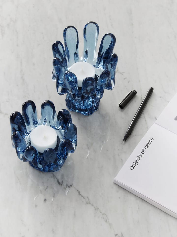 Portacandela Solros vetro circolare 9,2 cm, Blu Kosta Boda