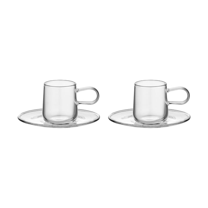 Tazzina da espresso Viva con piattino 8 cl confezione da 2 - Chiaro - Kosta Boda