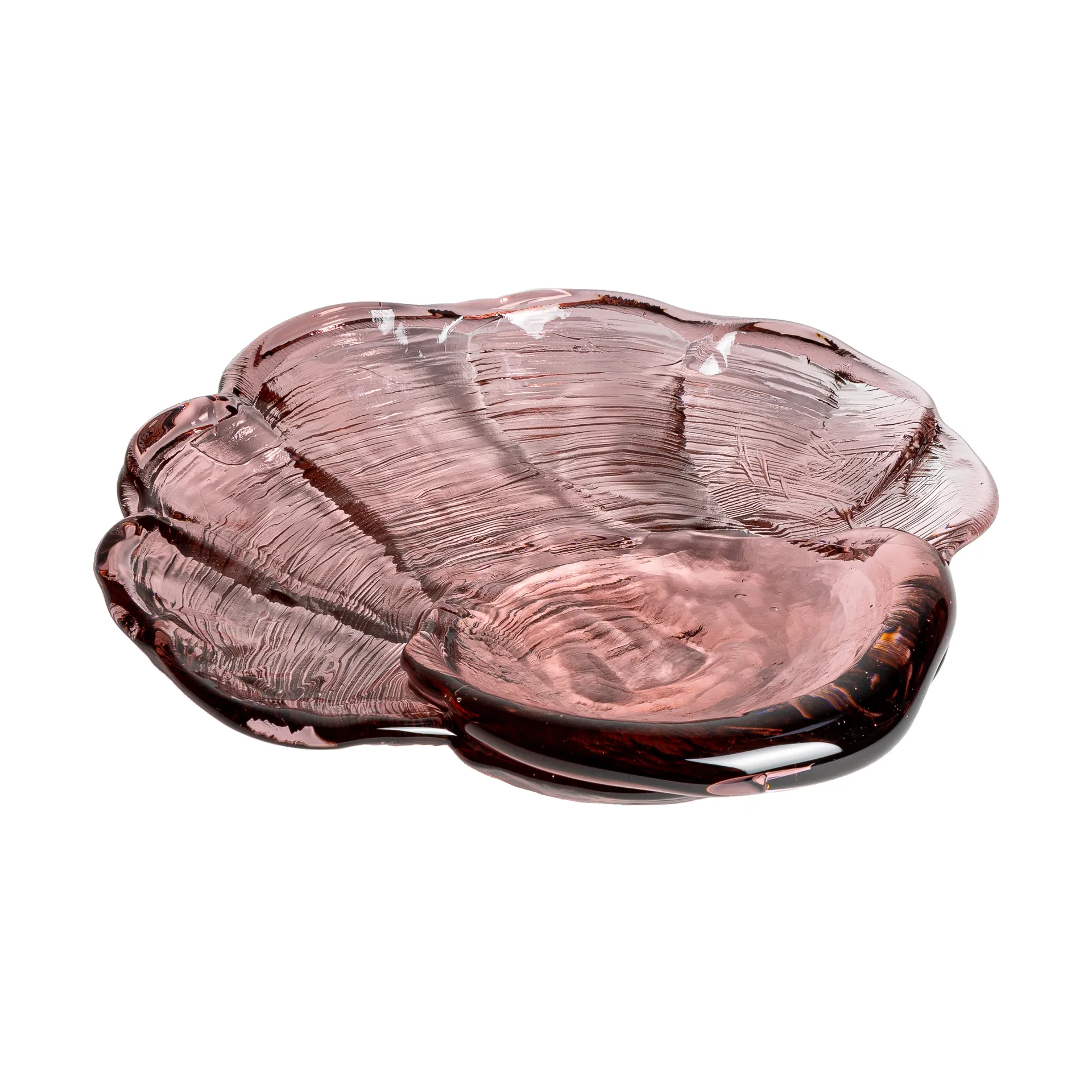 Vassoio in vetro artistico Venusmussla 30x33 cm, Rosa Kosta Boda