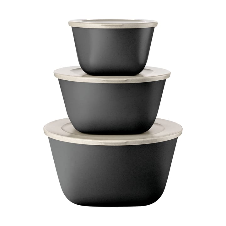 Ciotola+coperchio Connect Stockholm 3 pezzi plastica biocircolare - Nature ash grey - Koziol