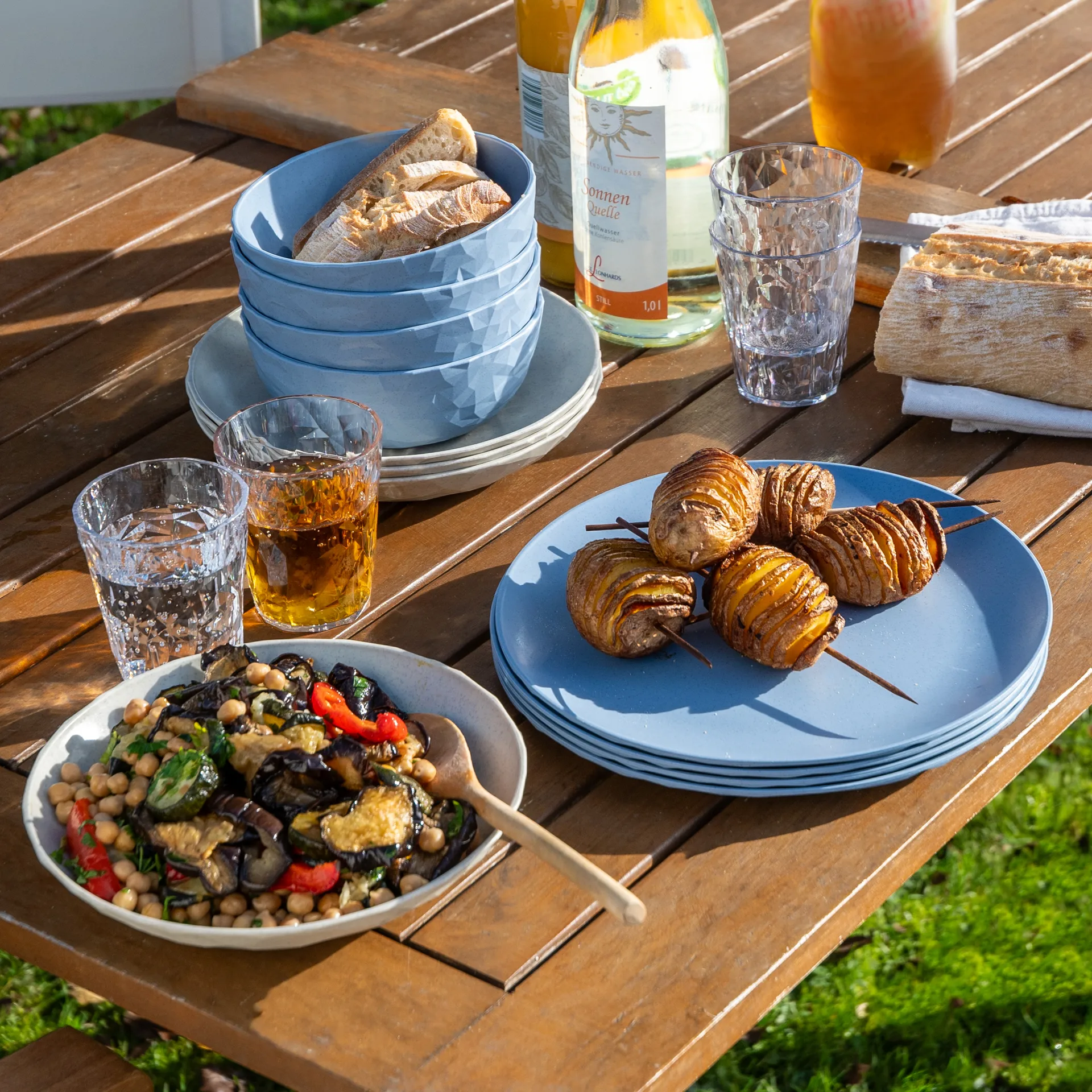 Piatto Club Ø26 cm confezione da 4 biocircolare termoplastica, Nature flower blue Koziol