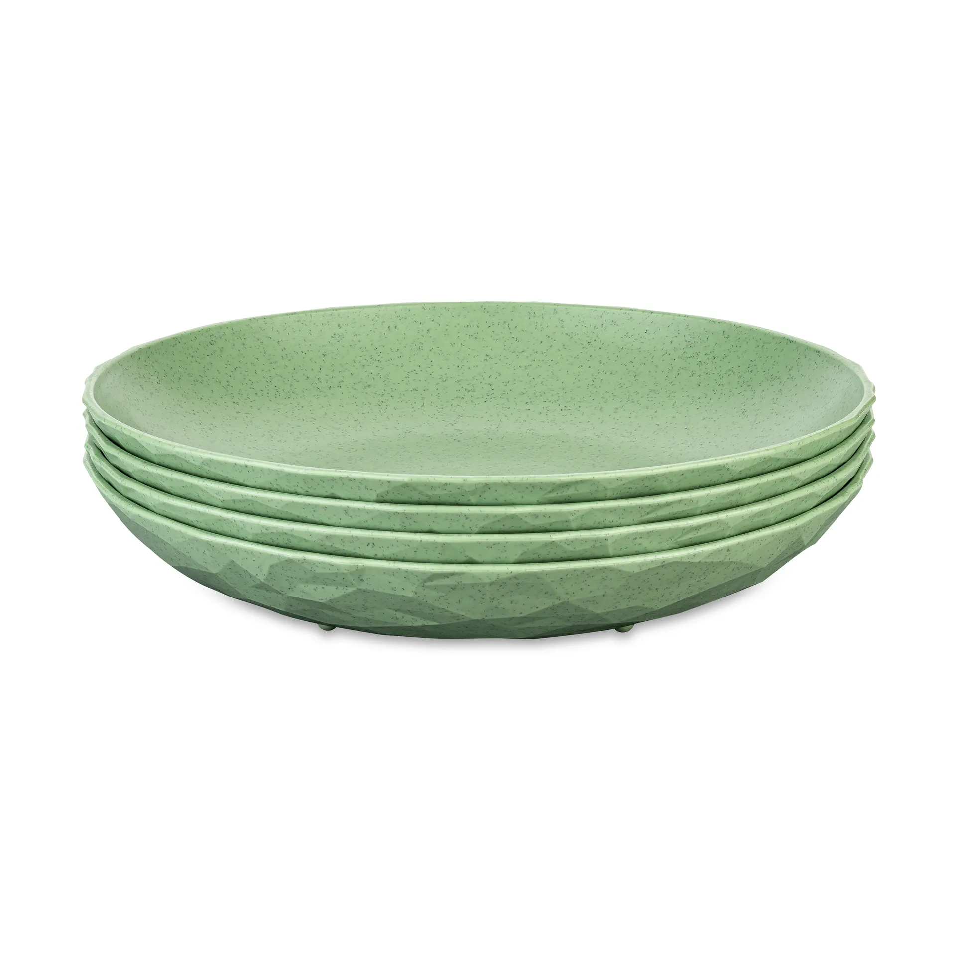 Piatto fondo Club Ø22 cm confezione da 4 biocirk termoplastica, Nature leaf green Koziol
