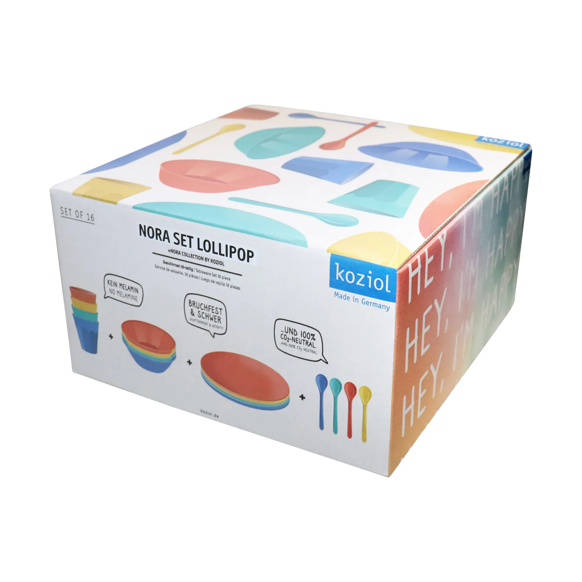 Set di stoviglie Nora Lollipop 16 pezzi, Multi Koziol