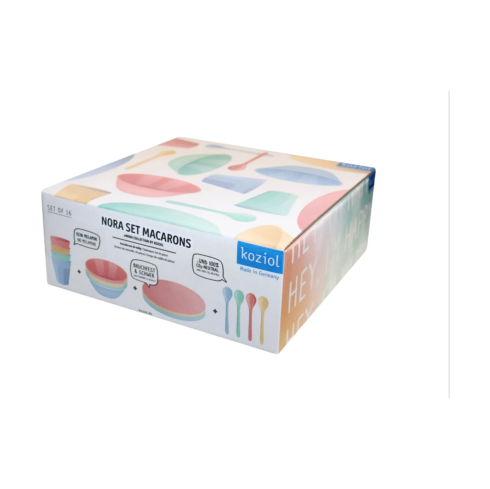 Set di stoviglie Nora Macarons 16 pezzi, Multi Koziol