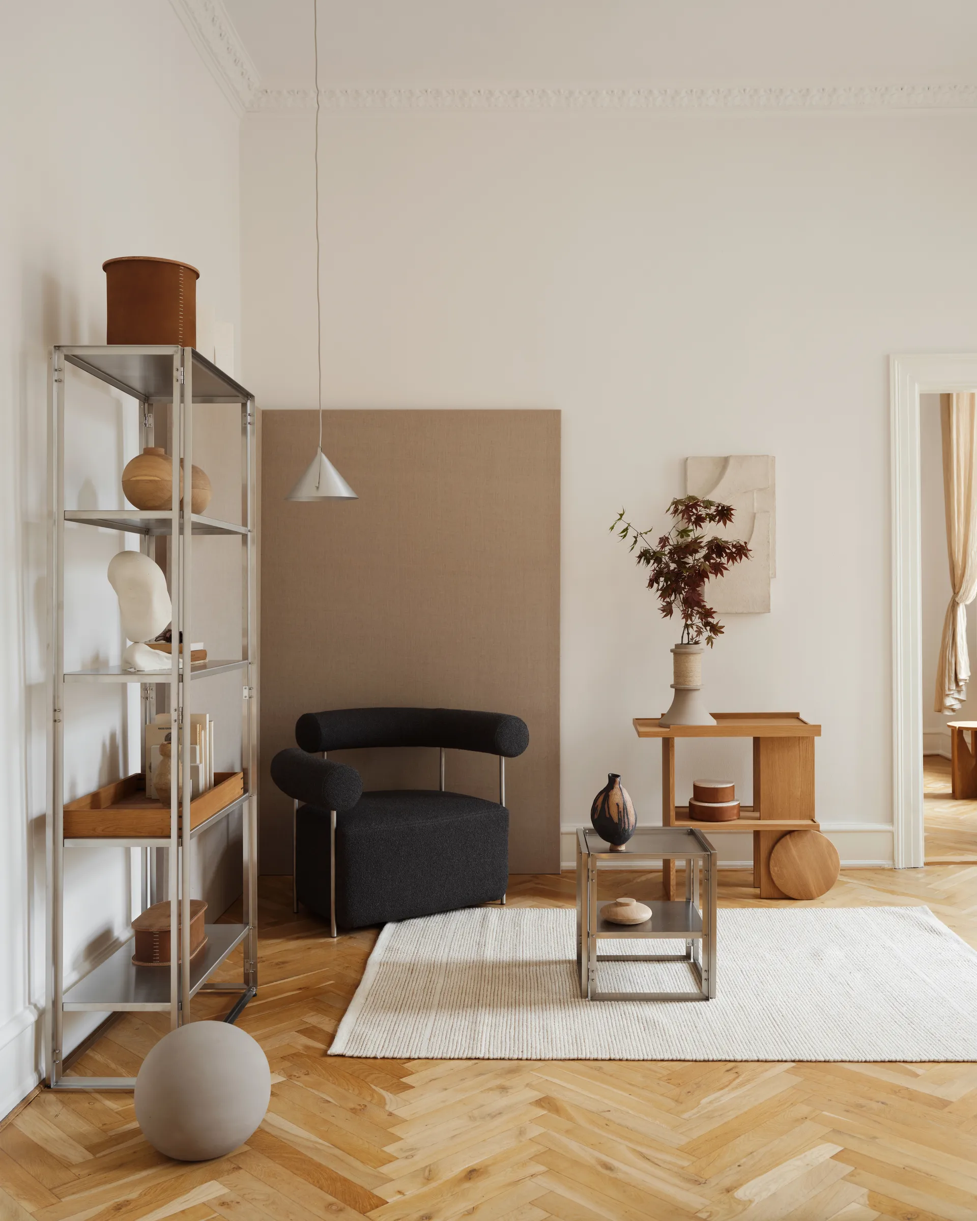 Tavolino laterale Axis 42x80 cm, Rovere laccato in tonalità calda Kristina Dam Studio