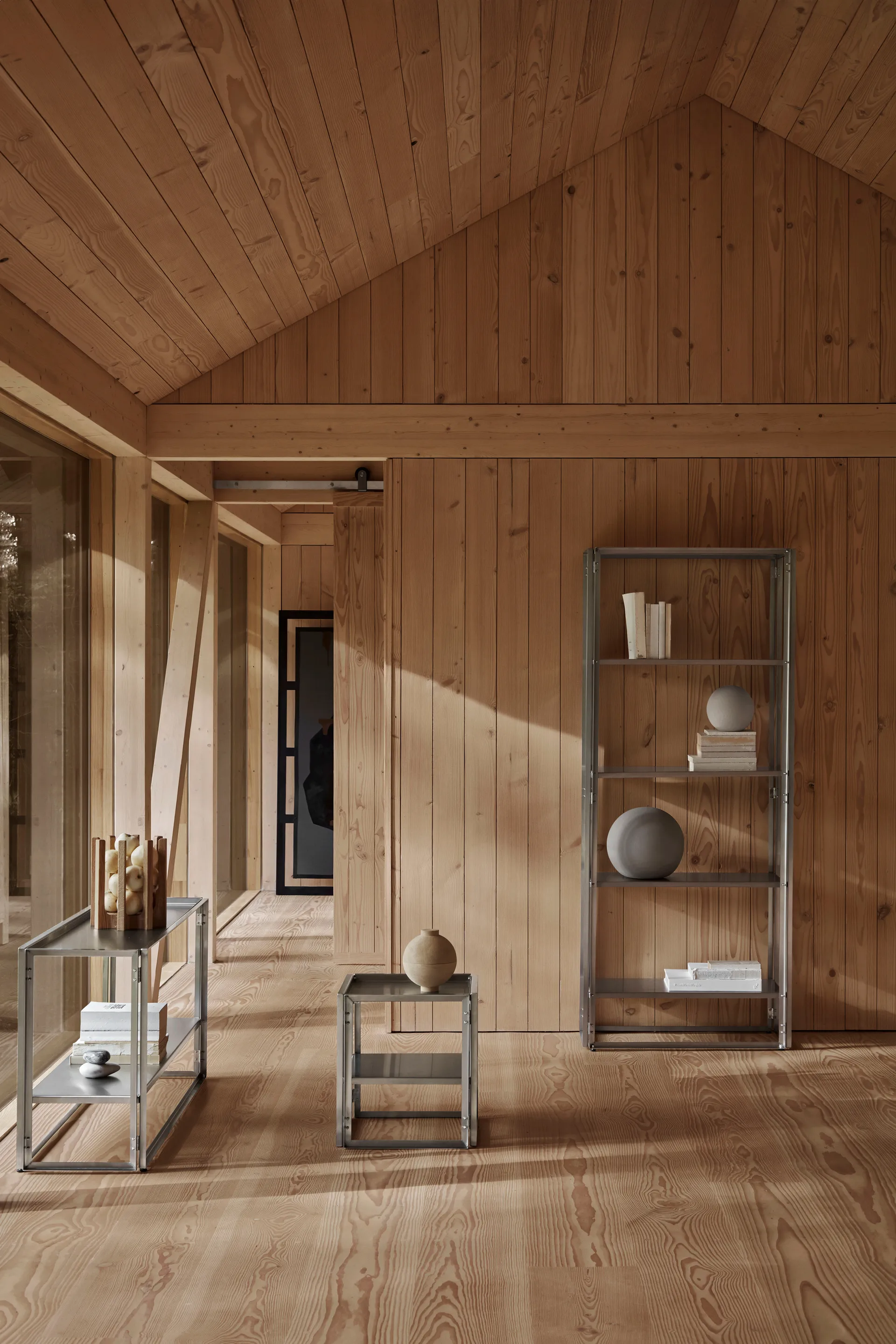 Tavolino laterale Foldable 40x40 cm, Acciaio inox spazzolato Kristina Dam Studio