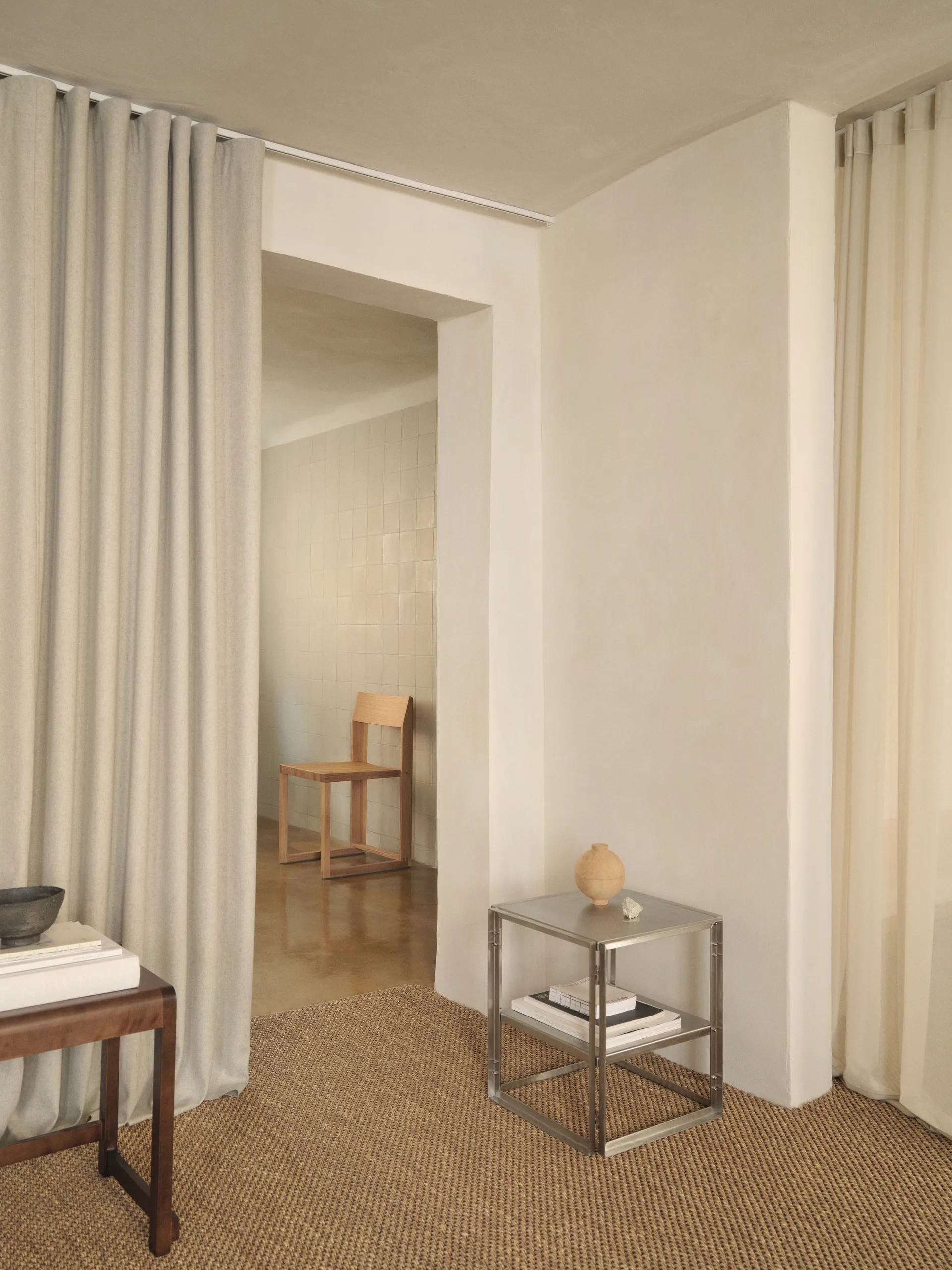 Tavolino laterale Foldable 40x40 cm, Acciaio inox spazzolato Kristina Dam Studio