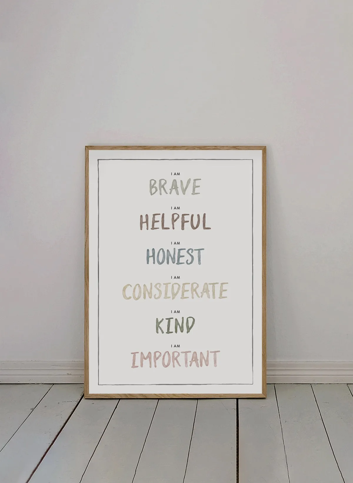 I am poster 30x40 cm, Dusty pastel Kunskapstavlan®