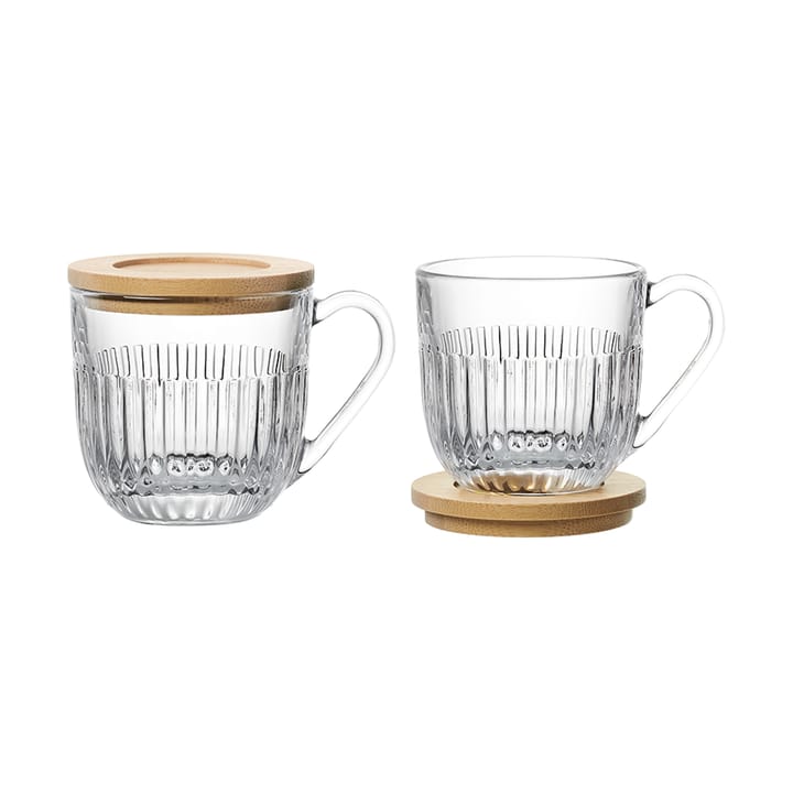 Tazza con coperchio/piattino Ouessant confezione da 2 - Trasparente-bambù - La Rochère
