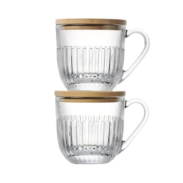 Tazza con coperchio/piattino Ouessant confezione da 2 - Trasparente-bambù - La Rochère