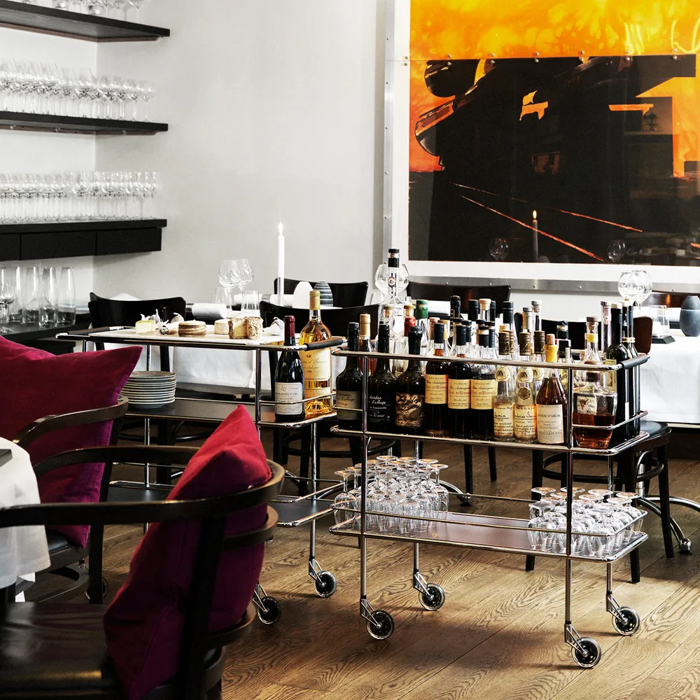 Carrello di servizio Cargo, Laminato nero-cromo Lammhults