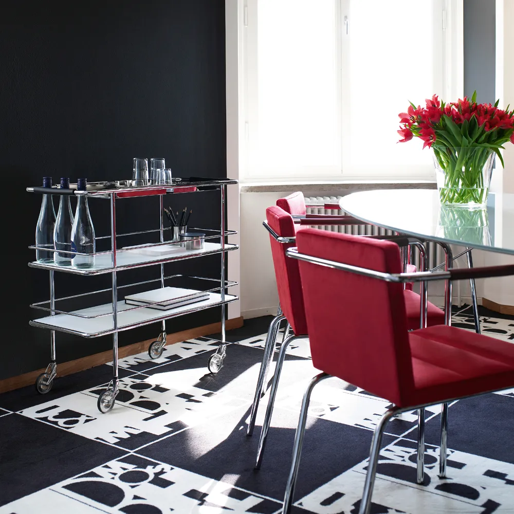 Carrello di servizio Cargo, Vetro satinato-cromo Lammhults