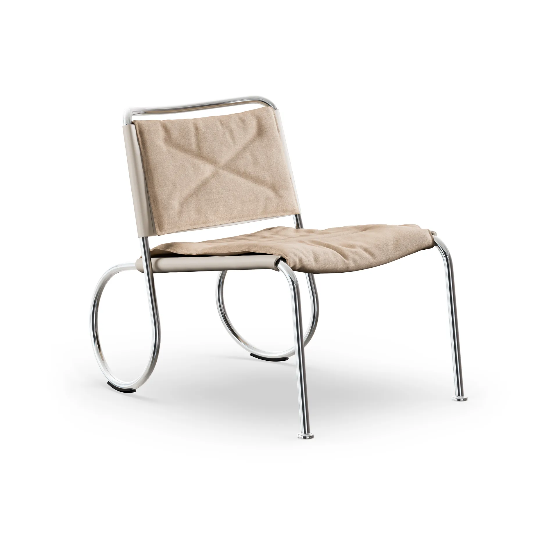 Corso easy chair sedia, Elmo Nordic pelle Natur-linneväv-cromo Lammhults