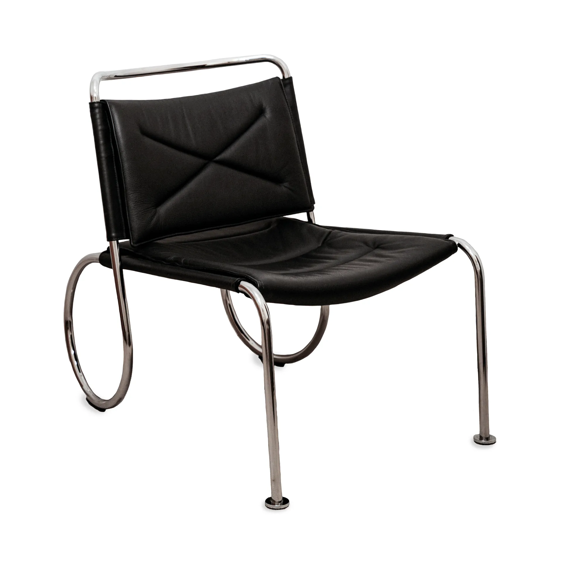 Corso easy chair sedia, Elmo Nordic pelle Nero-cromo Lammhults