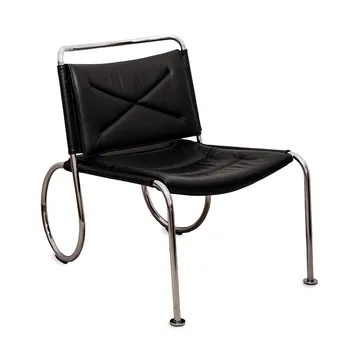 Corso easy chair sedia - Elmo Nordic pelle Nero-cromo - Lammhults
