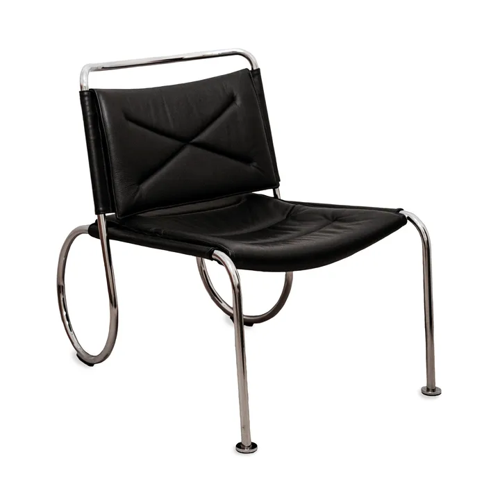 Corso easy chair sedia - Elmo Nordic pelle Nero-cromo - Lammhults