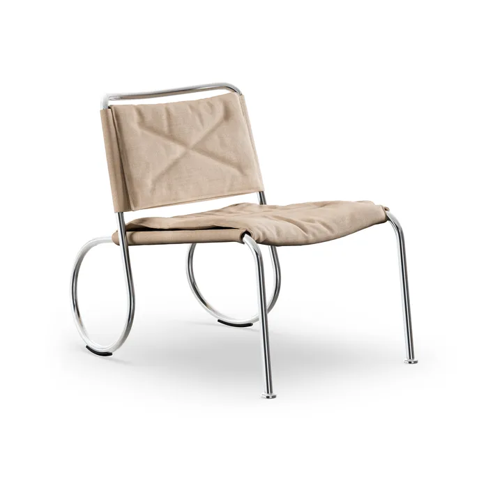 Corso easy chair sedia - Tessuto di lino naturale-cromo - Lammhults