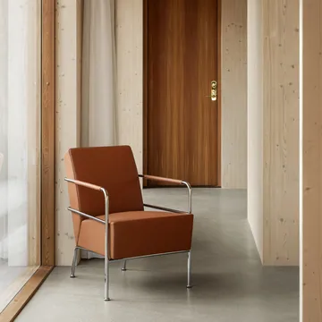 Poltrona Cinema - Elmo Nordic pelle Cognac-telaio cromato - Lammhults