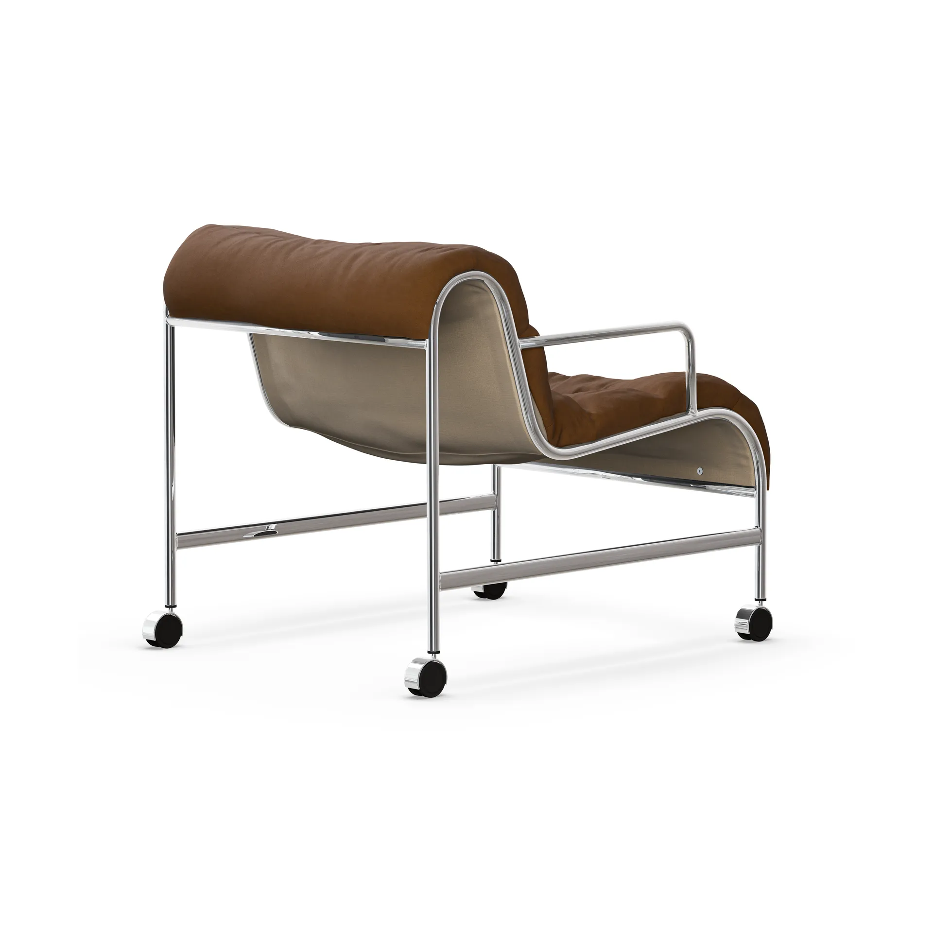 Poltrona Sunny con braccioli, Vidar brun-cromato supporto con ruote Lammhults