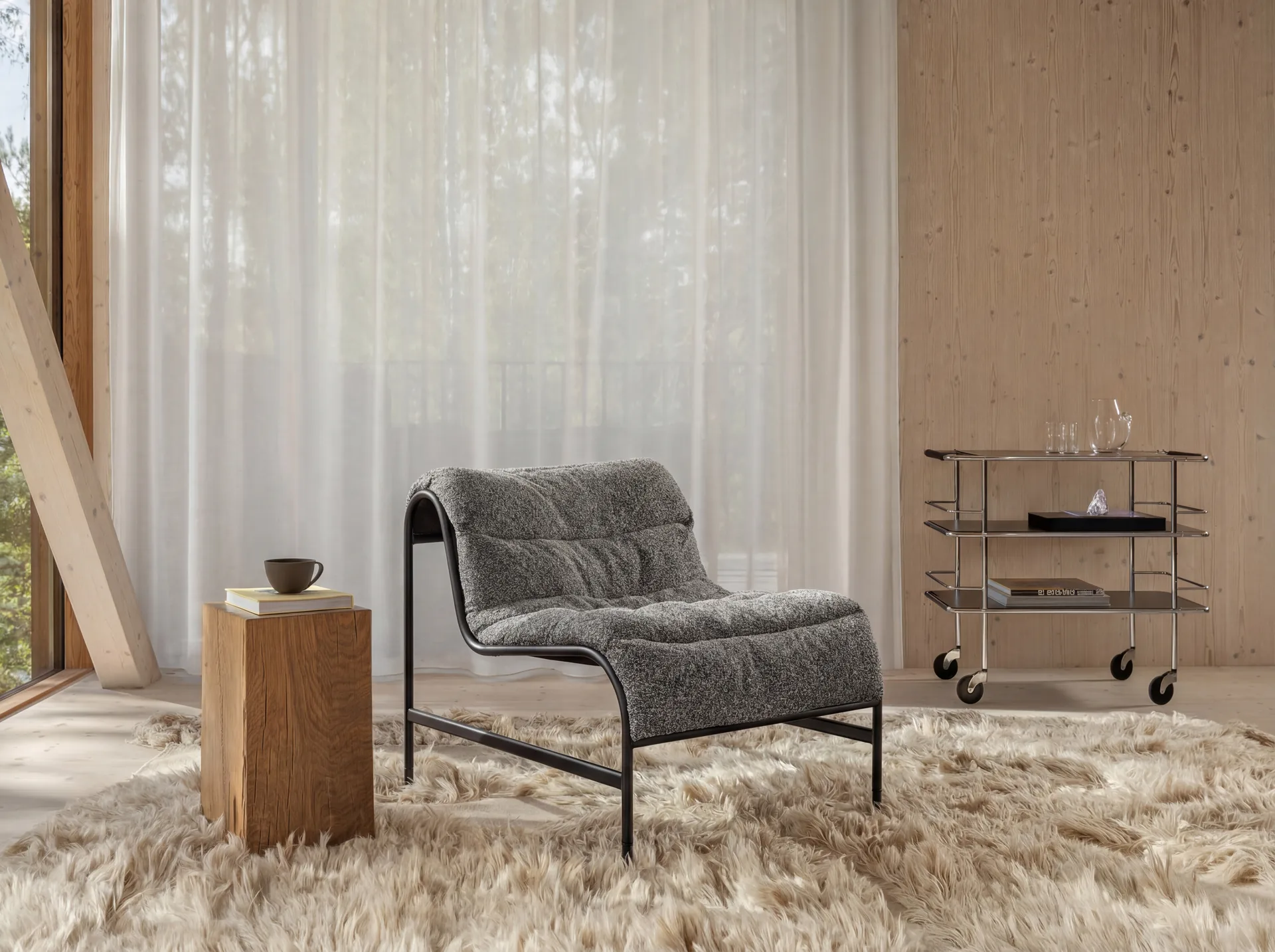 Poltrona Sunny, Zero Nero–base nero opaco con ruote Lammhults