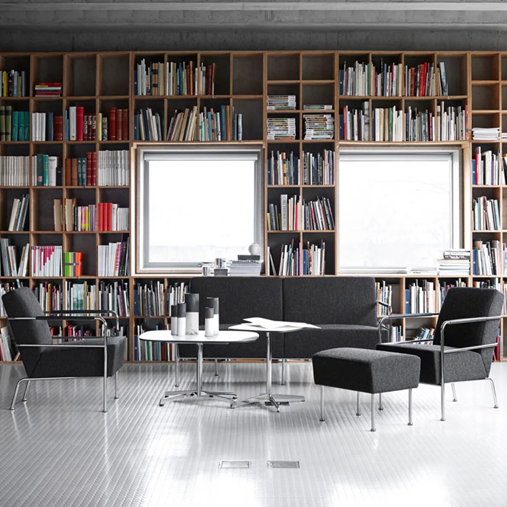 Tavolino Chicago III, Laminato bianco-cromo Lammhults