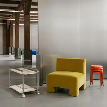 Tension carrello a rulli - Cromo-beige-beige tappeto in pelle - Lammhults