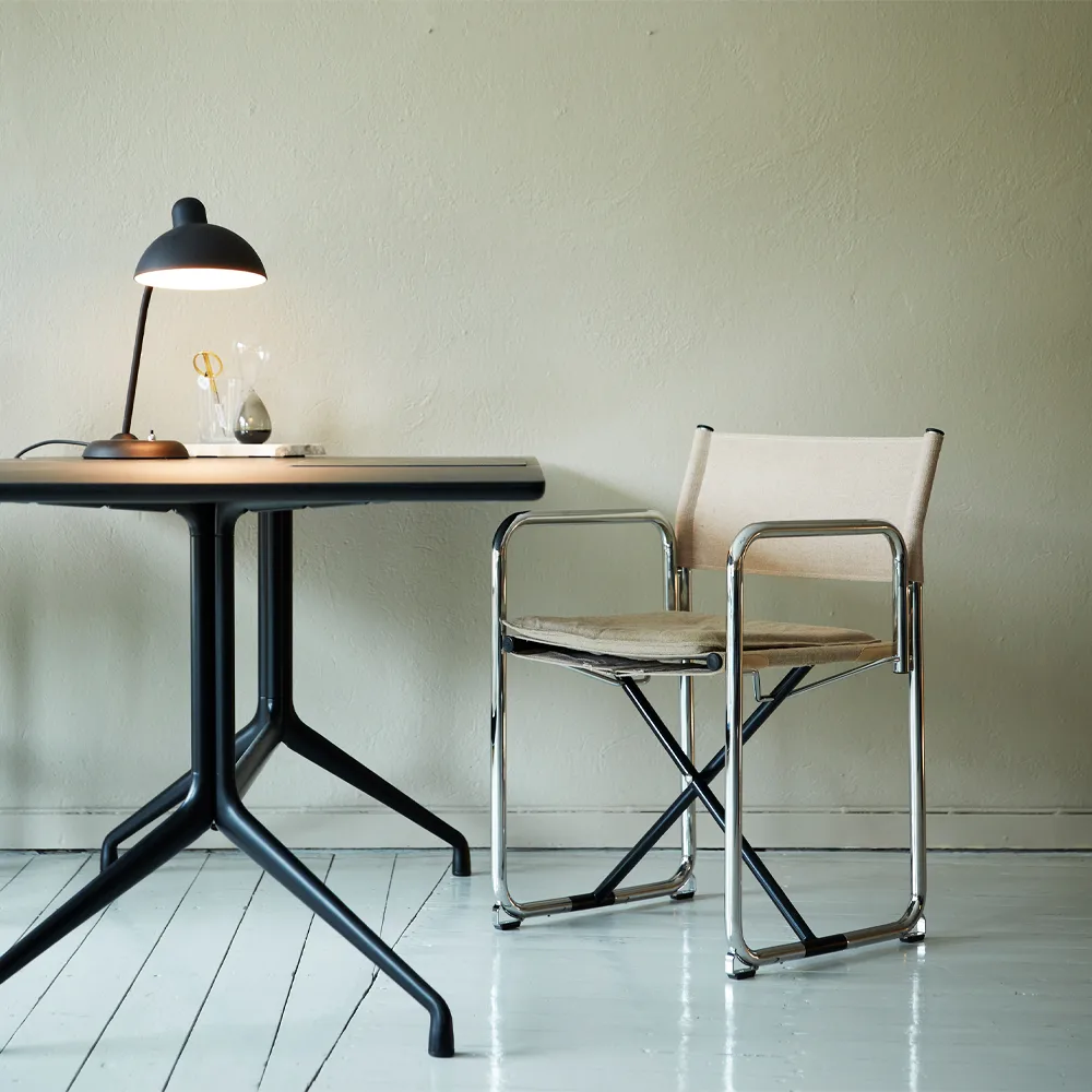 X75-2 poltrona con braccioli, Lino naturale-cromo Lammhults