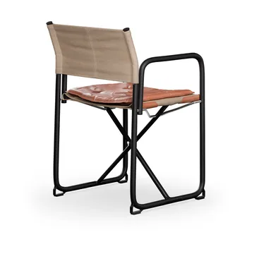 X75-2 poltrona con braccioli - Tessuto di lino naturale-Elmo Nordic leather Cognac-gambe nere - Lammhults