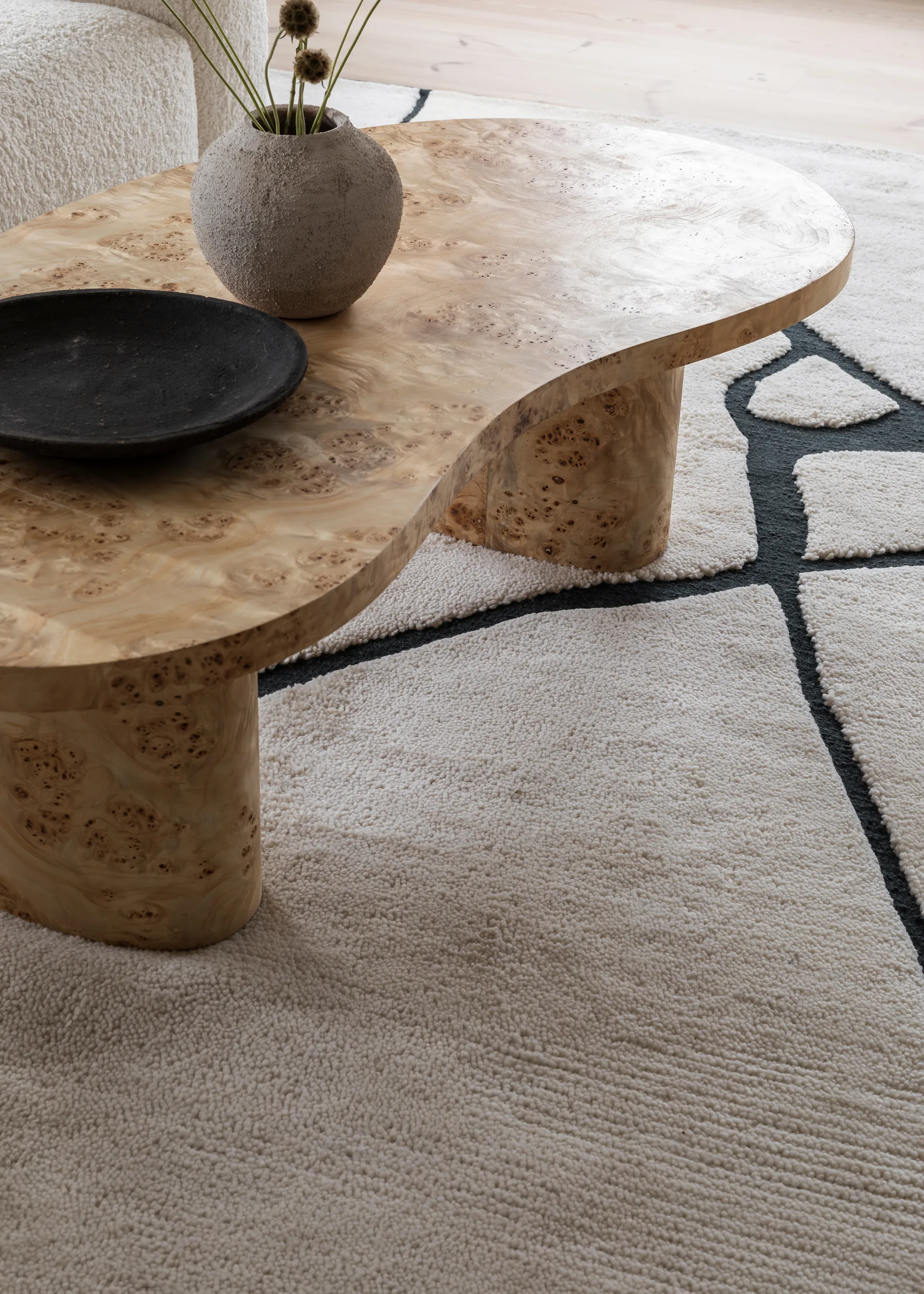 Tappeto di lana Gute, Black and white 180x270 cm Layered