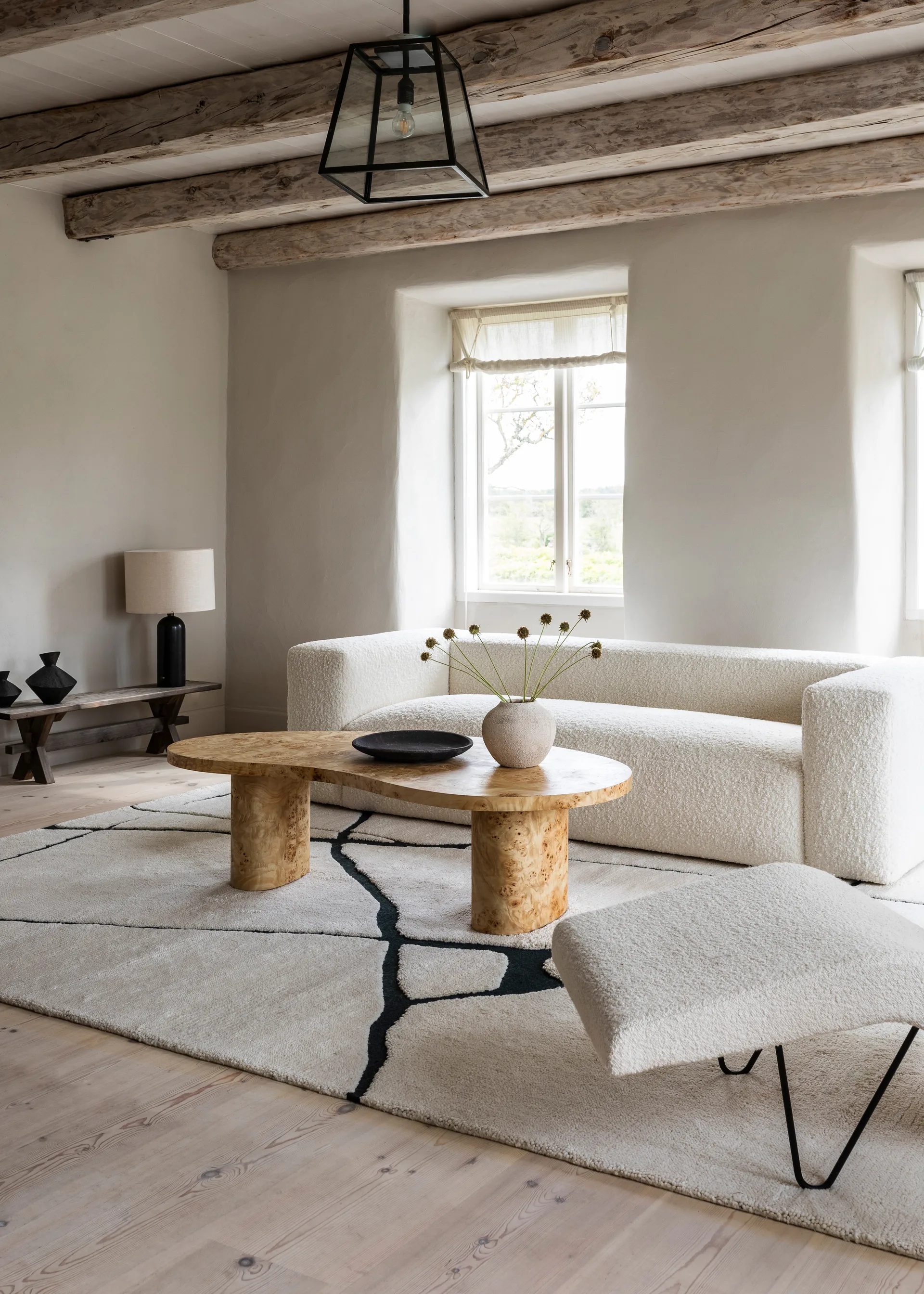 Tappeto di lana Gute, Black and white 180x270 cm Layered