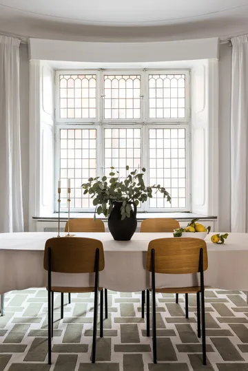 Tappeto in lana 60S Geo Basket - Oliva, 180x270 cm - Layered