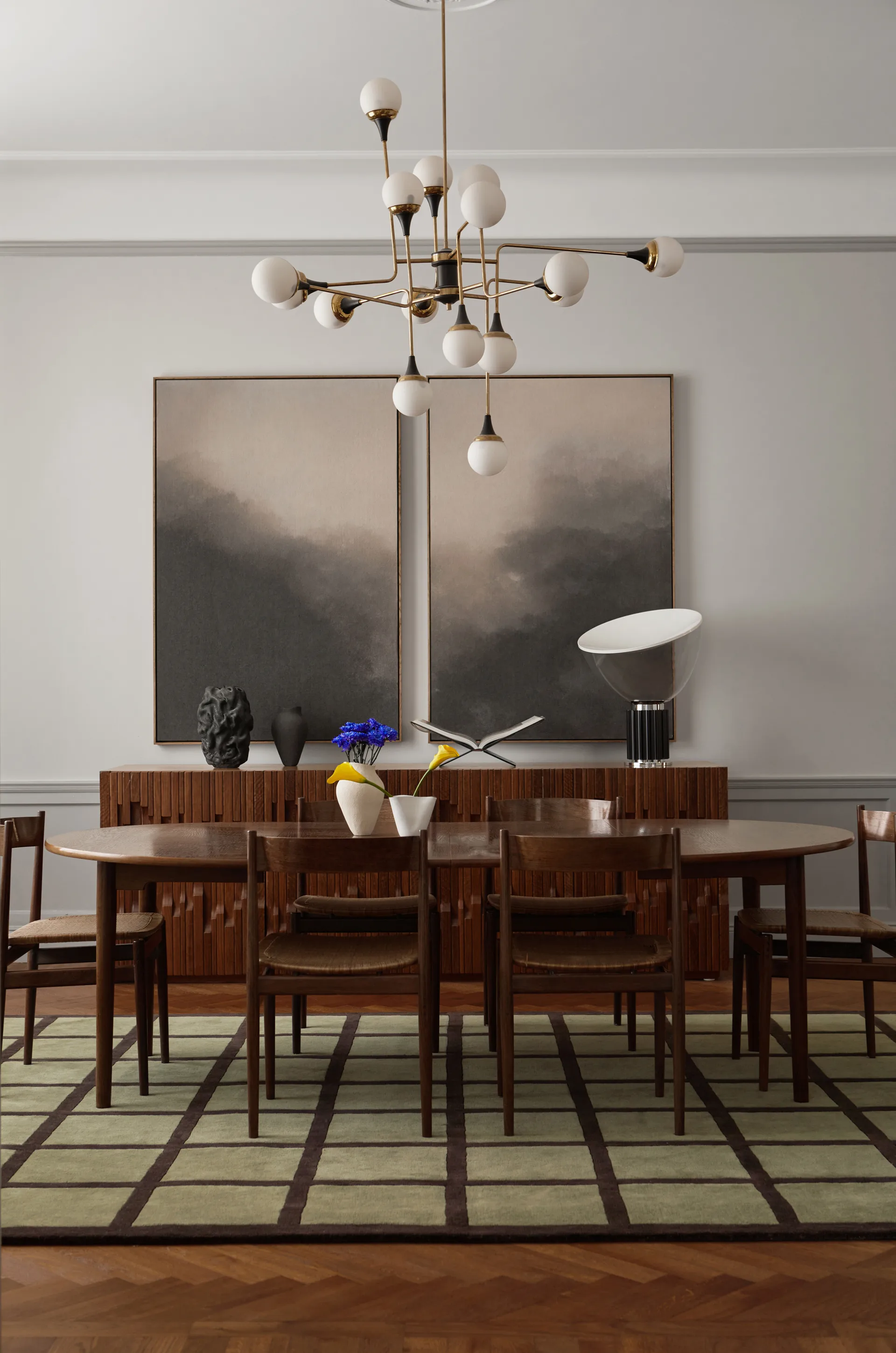 Tappeto in lana Avenue a scacchi, Verde oliva, 300x400 cm Layered